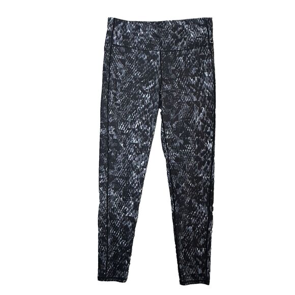 Athleta Womens L Leggings Black Gray Snake Print High Rise Stretch Athleisure - Picture 1 of 12